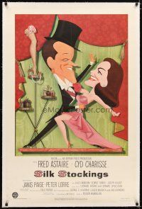2e320 SILK STOCKINGS linen 1sh '57 art of Fred Astaire & Cyd Charisse by Jacques Kapralik!