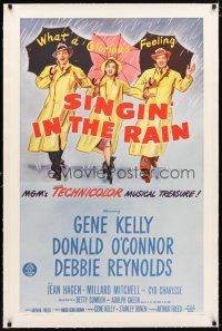 2e322 SINGIN' IN THE RAIN linen 1sh R62 Gene Kelly, Donald O'Connor, Debbie Reynolds, classic!