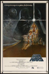 2e044 STAR WARS first printing int'l style A 1sh '77 George Lucas classic sci-fi epic, art by Jung!