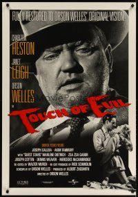 2e056 TOUCH OF EVIL heavy stock 1sh R98 close-up of Orson Welles, Charlton Heston & Janet Leigh!