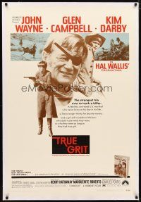 2e361 TRUE GRIT linen 1sh '69 John Wayne as Rooster Cogburn, Kim Darby, Glen Campbell