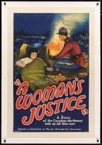 2e382 WOMAN'S JUSTICE linen 1sh '31 story of the Canadian Northwest, stone litho of Mountie & lady!