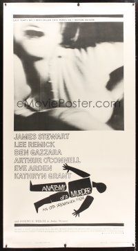 2f037 ANATOMY OF A MURDER linen 3sh '59 Otto Preminger, classic Saul Bass dead body silhouette art!
