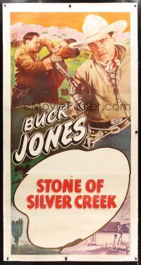 2f042 BUCK JONES linen 3sh '40s he's pointing gun & fighting, Stone of Silver Creek!