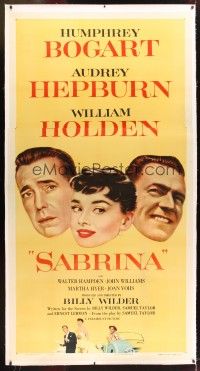 2f059 SABRINA linen 3sh '54 Audrey Hepburn, Humphrey Bogart, William Holden, Billy Wilder