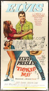 2f062 TICKLE ME linen int'l 3sh '65 great life-sized image of Elvis Presley & sexy Julie Adams!