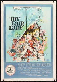 2f219 MY FAIR LADY linen Argentinean R60s classic art of Audrey Hepburn & Rex Harrison by Bob Peak!