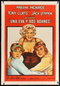 2f223 SOME LIKE IT HOT linen Argentinean R60s sexy Marilyn Monroe with Curtis & Lemmon in drag!