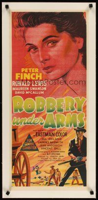 2f190 ROBBERY UNDER ARMS linen Aust daybill '58 hold up goes wrong in the Australian Outback!
