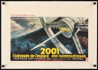 2f306 2001: A SPACE ODYSSEY linen Belgian '68 Stanley Kubrick, art of space wheel by Bob McCall!