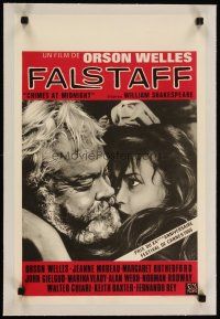 2f319 CHIMES AT MIDNIGHT linen Belgian '66 Orson Welles as Shakespeare's Falstaff, Jeanne Moreau
