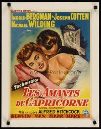 2f376 UNDER CAPRICORN linen Belgian '49 romantic art of Ingrid Bergman & Joseph Cotten, Hitchcock!