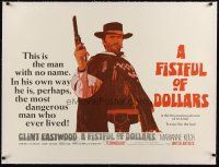 2f158 FISTFUL OF DOLLARS linen British quad '67 Sergio Leone, art of Clint Eastwood with gun!