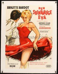 2f206 WOMAN LIKE SATAN linen Danish '60 best different art of sexiest Brigitte Bardot in red dress!