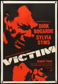 2f163 VICTIM linen English 1sh '61 art of blackmailed homosexual Dirk Bogarde, Basil Dearden