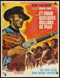 2f251 FOR A FEW DOLLARS MORE linen French 23x32 '66 Sergio Leone, Tealdi artwork of Clint Eastwood!