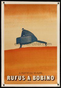 2f097 RUFUS A BOBINO linen French stage play poster '71 cool art of brick man by Jean-Michel Folon!