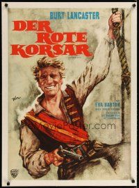 2f263 CRIMSON PIRATE linen German R65 different Goetze art of Burt Lancaster smiling with gun!