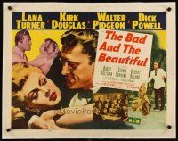 2f115 BAD & THE BEAUTIFUL linen style B 1/2sh '53 art of Kirk Douglas romancing sexy Lana Turner!