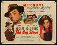 2f117 BIG STEAL linen 1/2sh '49 Robert Mitchum, Jane Greer & William Bendix, Don Siegel noir!