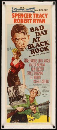 2f133 BAD DAY AT BLACK ROCK linen insert '55 Spencer Tracy, Anne Francis, John Sturges classic!