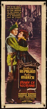 2f146 MARY OF SCOTLAND linen insert '36 Katharine Hepburn & Fredric March, directed by John Ford!