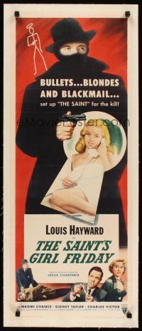 2f151 SAINT'S GIRL FRIDAY linen insert '54 sexy Diana Dors & bullets can't stop Louis Hayward!