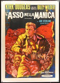 2f018 ACE IN THE HOLE linen Italian 2p R50s Billy Wilder classic, different art of Kirk Douglas!