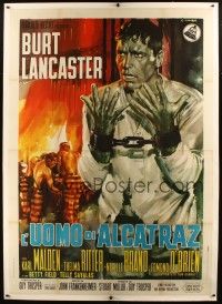 2f019 BIRDMAN OF ALCATRAZ linen Italian 2p '62 cool Casaro art of Burt Lancaster, Frankenheimer!