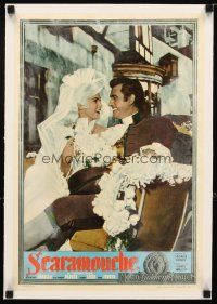 2f287 SCARAMOUCHE linen Italian 13x18 pbusta '52 c/u of bride & groom Janet Leigh & Stewart Granger