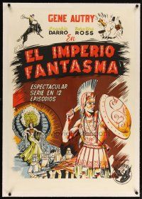 2f200 PHANTOM EMPIRE linen Mexican poster '40s sci-fi serial, different art with robots & gladiator