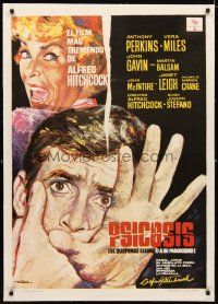 2f300 PSYCHO linen Spanish R71 different Mac art of Janet Leigh & Anthony Perkins, Alfred Hitchcock