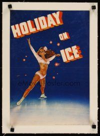 2f261 HOLIDAY ON ICE linen German special 12x17 '70s artwork of sexy half-dressed figure skater!