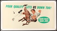 2f086 POOR QUALITY LETS US DOWN TOO linen 28x54 motivational poster '54 art of guy in broken chair!