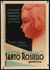 2f107 SANTO ROSSELLO linen 27x39 Italian advertising poster '20s Marselli art of cute little girl!
