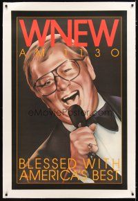 2f101 WNEW AM 1130 MEL TORME linen radio poster '80s close-up art of singing Mel Torme!