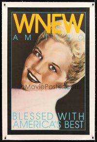 2f102 WNEW AM 1130 PEGGY LEE linen radio poster '80s portrait art, blessed with America's best!