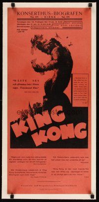 2f236 KING KONG linen Swedish stolpe '33 classic art of the fierce ape crushing planes on building!