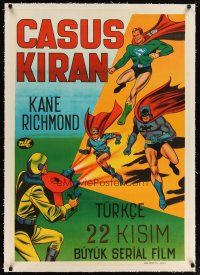 2f203 SPY SMASHER linen Turkish '50s best different art of Superman, Batman & Robin shown together!