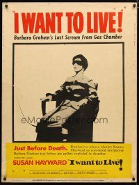 2g019 I WANT TO LIVE 30x40 '58 Susan Hayward as Barbara Graham strapped to chair in gas chamber!