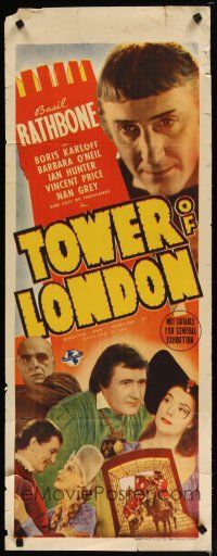 2g135 TOWER OF LONDON long Aust daybill '39 Boris Karloff, Basil Rathbone, Vincent Price, different