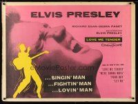 2g107 LOVE ME TENDER British quad '56 1st Elvis Presley, great close up & art silhouette w/guitar!