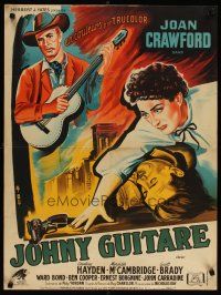2g161 JOHNNY GUITAR French 23x32 '54 Belinsky art of Joan Crawford & Sterling Hayden, Nicholas Ray