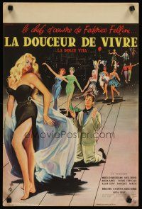 2g153 LA DOLCE VITA French 15x21 '60 Federico Fellini, Mastroianni, sexy Ekberg by Yves Thos!