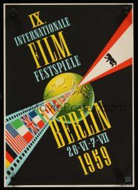 2g088 IX INTERNATIONALE FILMFESTSPIELE BERLIN German 12x17 '59 cool film strip art by Eggert!