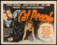2g056 CAT PEOPLE style A 1/2sh R52 Val Lewton, full-length sexy Simone Simon by black panther!