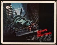 2g058 ESCAPE FROM NEW YORK 1/2sh '81 John Carpenter, art of decapitated Lady Liberty by Barry E. Jackson!