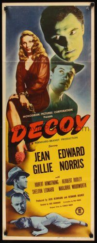 2g042 DECOY insert '46 super sexy bad girl Jean Gillie with gun, film noir like Kiss Me Deadly!