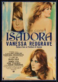 2g190 LOVES OF ISADORA Italian 1sh '69 different Avelli art of sexy Vanessa Redgrave!