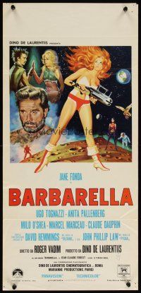 2g192 BARBARELLA Italian locandina '68 sexiest sci-fi art of Jane Fonda by Antonio Mos, Vadim!
